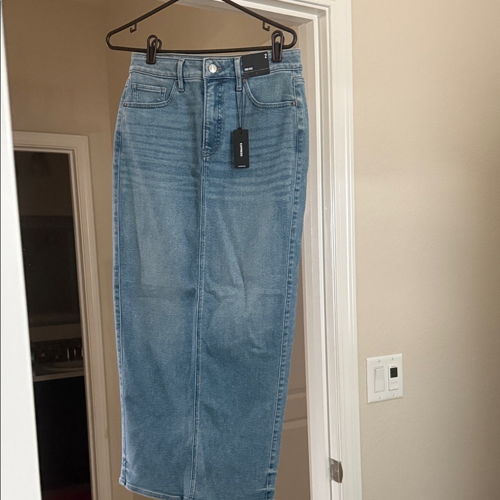Express Light Blue Straight Leg Jeans